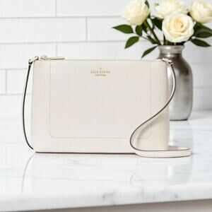 Kate Spade Leila Crossbody Purse in Parchment White Pebbled Leather KG464